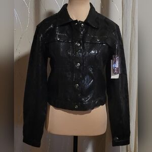 ​NWT Vintage FUBU Black Crocodile Texture Jacket Y2K Deadstock Women’s 7/8